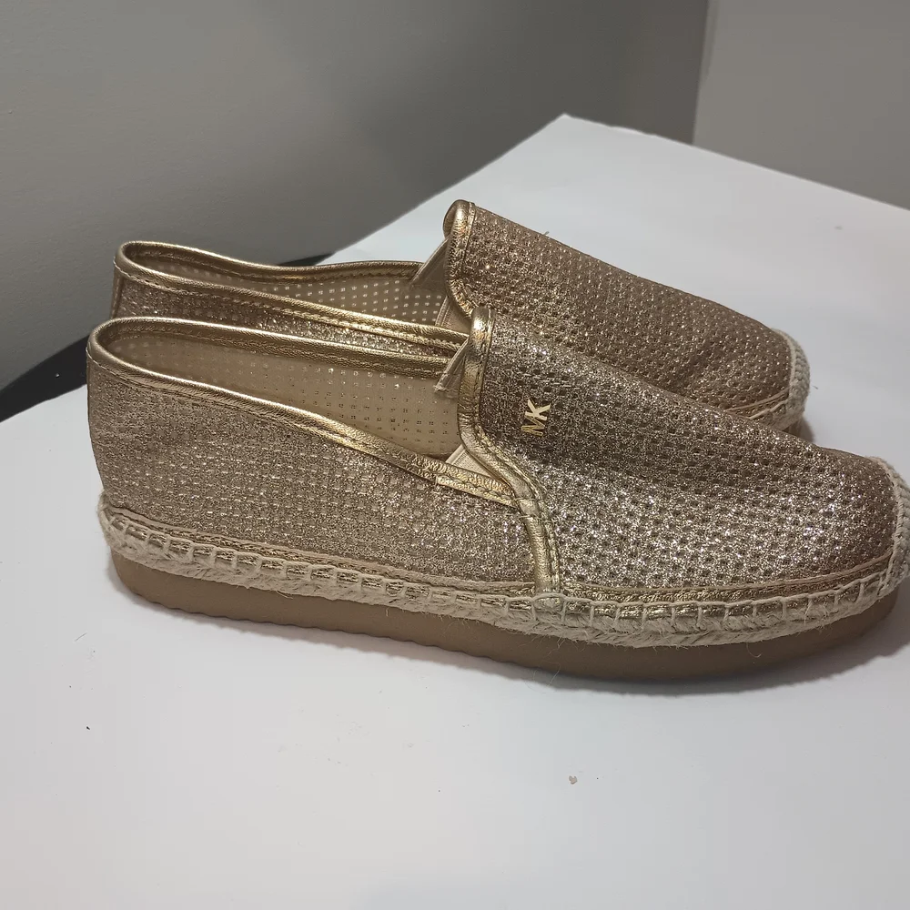 Michael Kors Metallic Gold Espadrille Slip-On Flats - Picture 6 of 9